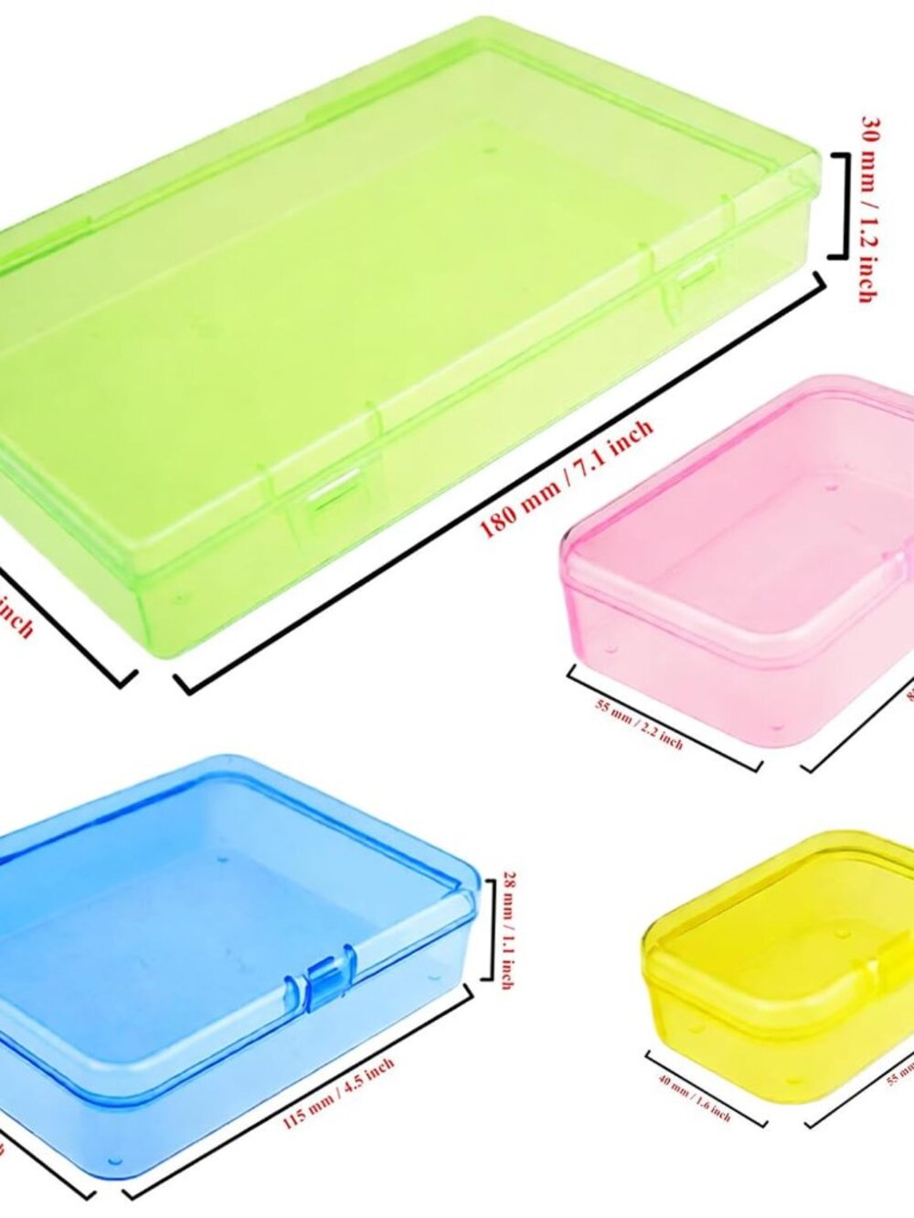 24 Pieces Mixed Sizes Colored Rectangular Plastic Boxes - Picture 3 of 8